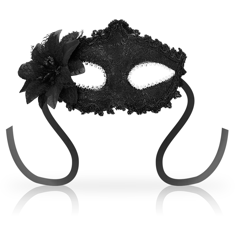 MASQUE FLEUR CÔTÉ STYLE VÉNITIEN - NOIR