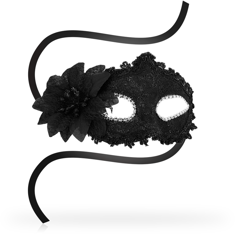 MASQUE FLEUR CÔTÉ STYLE VÉNITIEN - NOIR