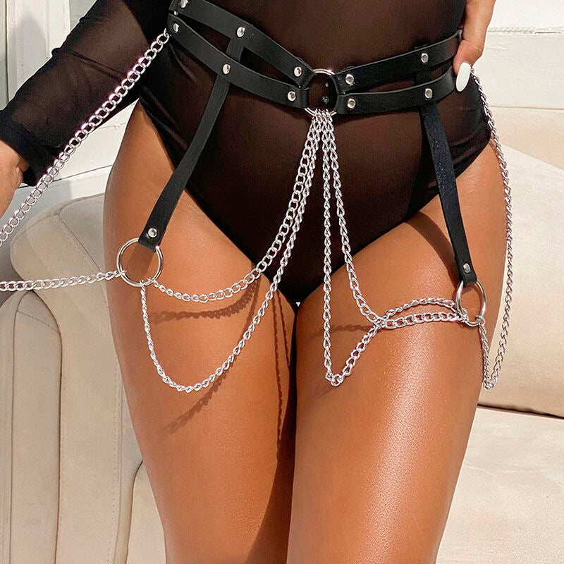 CHAINE BAGUE CUIR CEINTURE NOIR