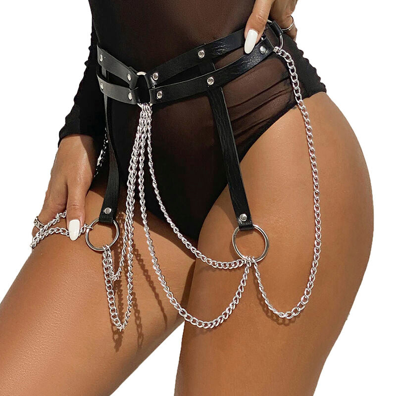 CHAINE BAGUE CUIR CEINTURE NOIR