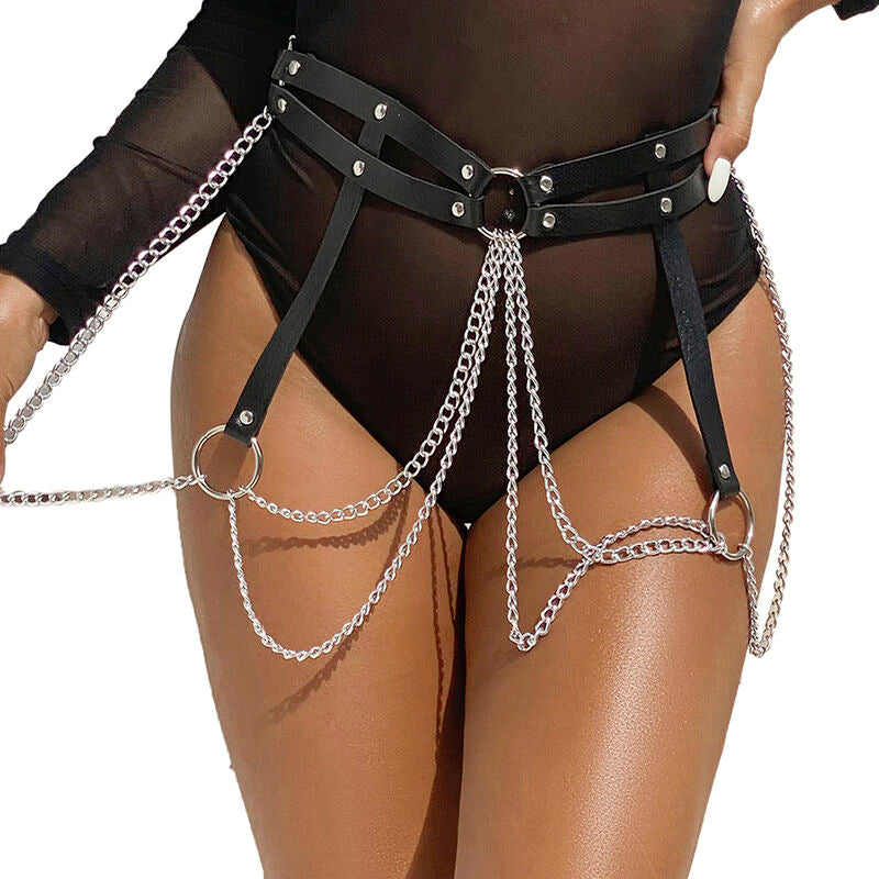 CHAINE BAGUE CUIR CEINTURE NOIR