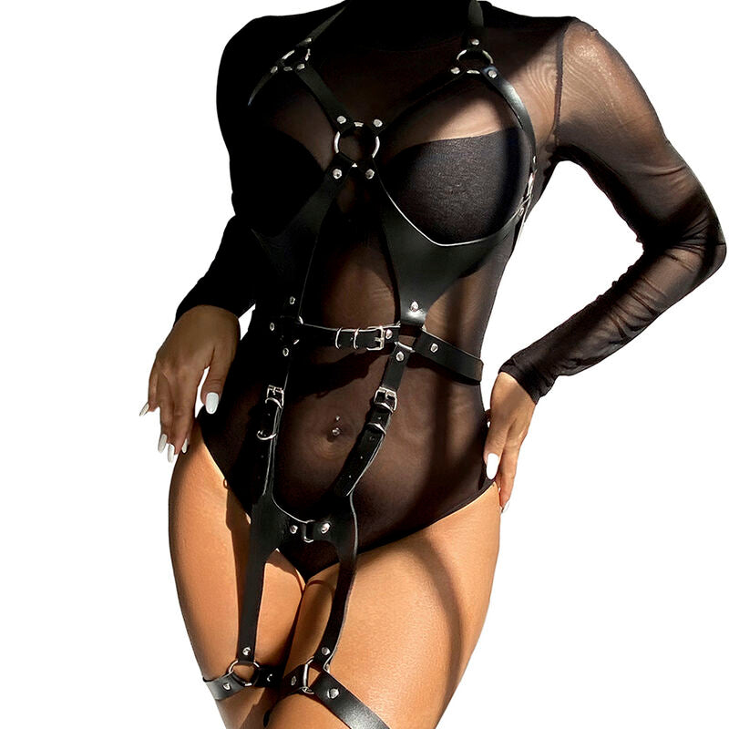 HARNAIS COMPLET AVEC BOUCLES EN CUIR NOIR TAILLE UNIQUE