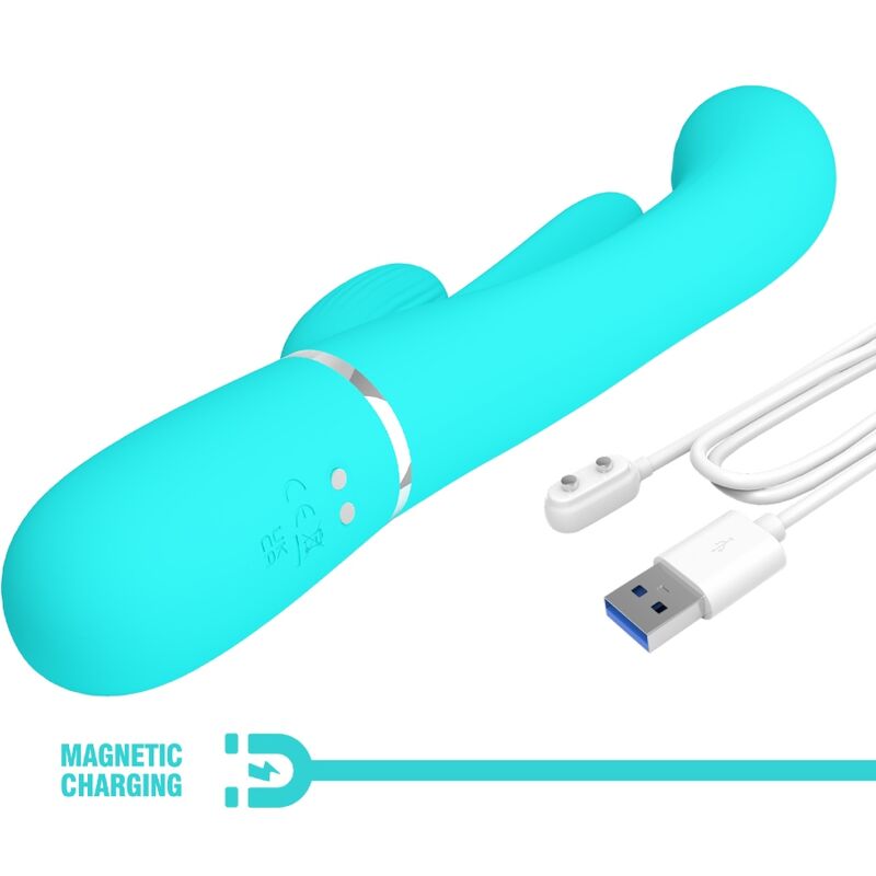 PRETTY LOVE - SHANIA TRIPLE RABBIT VIBRATEUR MULTIFONCTION 3 EN 1 BLEU