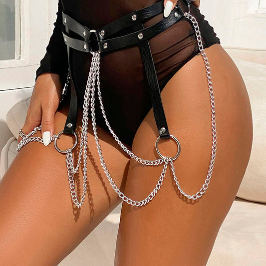 CHAINE BAGUE CUIR CEINTURE NOIR
