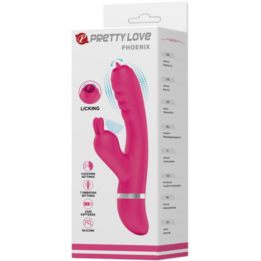 PRETTY LOVE - VIBRATEUR LAPIN MULTIFONCTION PHOENIX ROSE